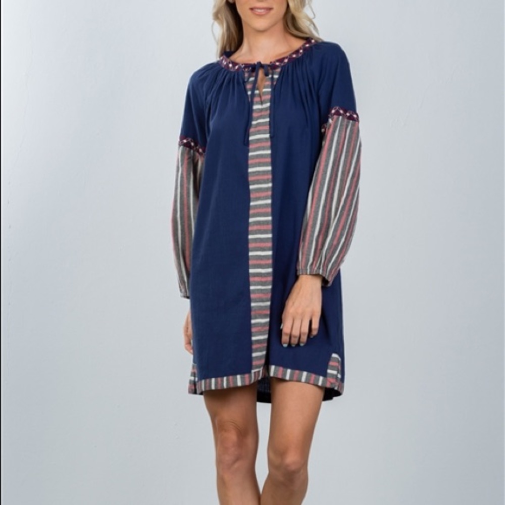 Boho Navy & Striped Dress